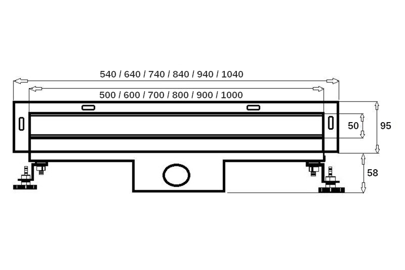 Nerezový odtokový žlab 90 cm - model DO STĚNY 2v1